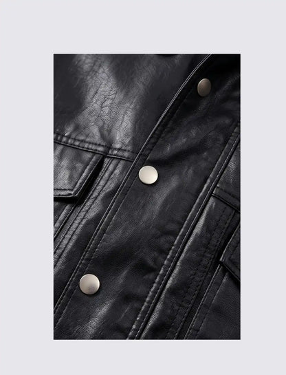 Black Sheep Leather Jacket Brown Collar | Handmade Trucker Bomber KDKJ523