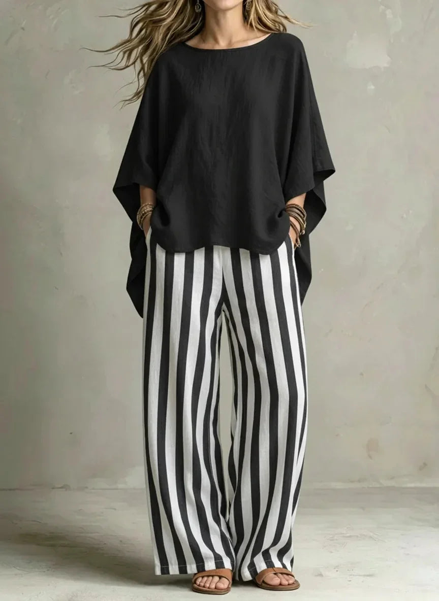 Women's Relaxed Linen Stripe Wide-Leg Set