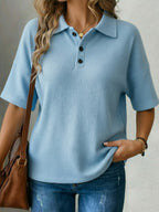 Women's T Shirt Polo Shirts Waffle Knit Tops Tee Top Solid Color Graphic Plain Fashion Classic Casual Short Sleeve Shirt Collar Regular Tops Daily Going out Weekend Black White Red Sky Blue Orange