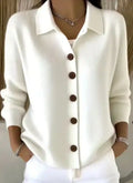 Hot Seller 🔥 Women's Solid-Color Pure Cotton Long-Sleeve Comfortable Casual Cardigan