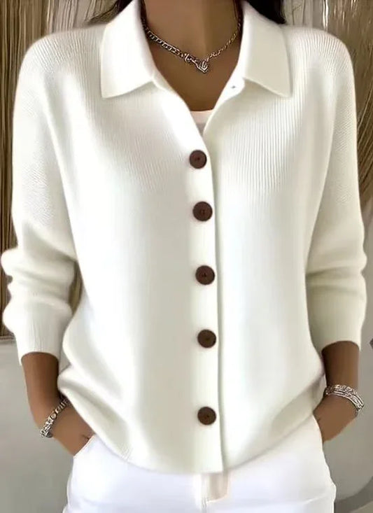 Hot Seller 🔥 Women's Solid-Color Pure Cotton Long-Sleeve Comfortable Casual Cardigan