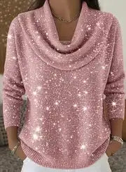 🎄 CLEARANCE SALE🔥 Women's Elegant Solid Color Loose Shiny Sweater