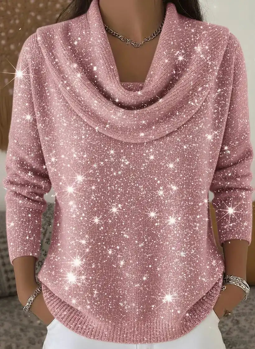 🎄 CLEARANCE SALE🔥 Women's Elegant Solid Color Loose Shiny Sweater
