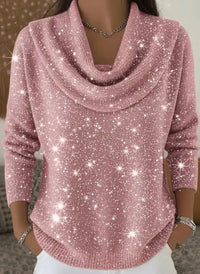 🎄 CLEARANCE SALE🔥 Women's Elegant Solid Color Loose Shiny Sweater