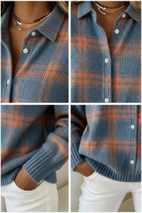 CLEARANCE SALE🔥 Women's Plaid Print Casual Cotton Buttoned Cardigan Sweater