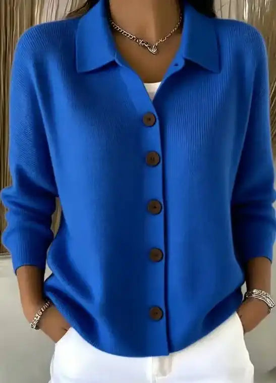 Hot Seller 🔥 Women's Solid-Color Pure Cotton Long-Sleeve Comfortable Casual Cardigan