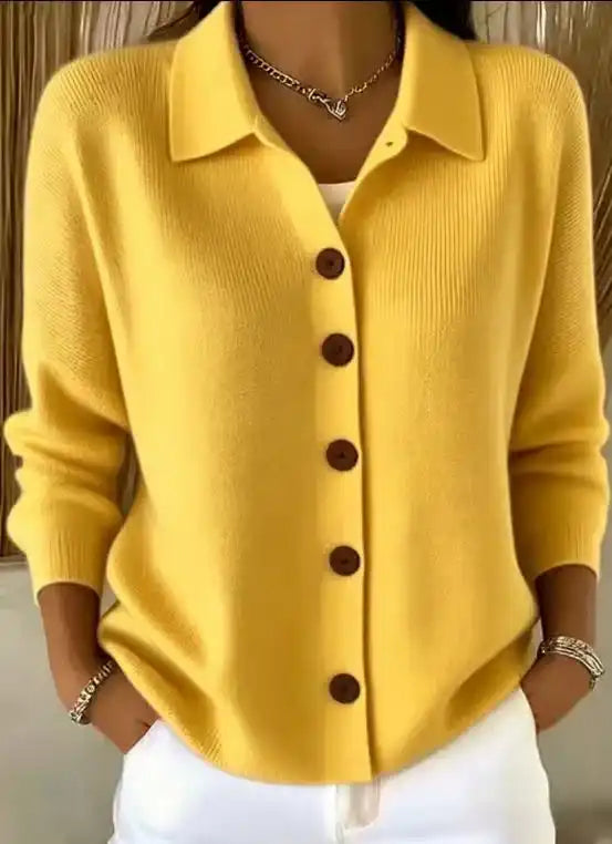 Hot Seller 🔥 Women's Solid-Color Pure Cotton Long-Sleeve Comfortable Casual Cardigan