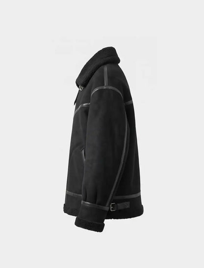 Men’s Premium Shearling Sheepskin Bomber Jacket KDKMO50