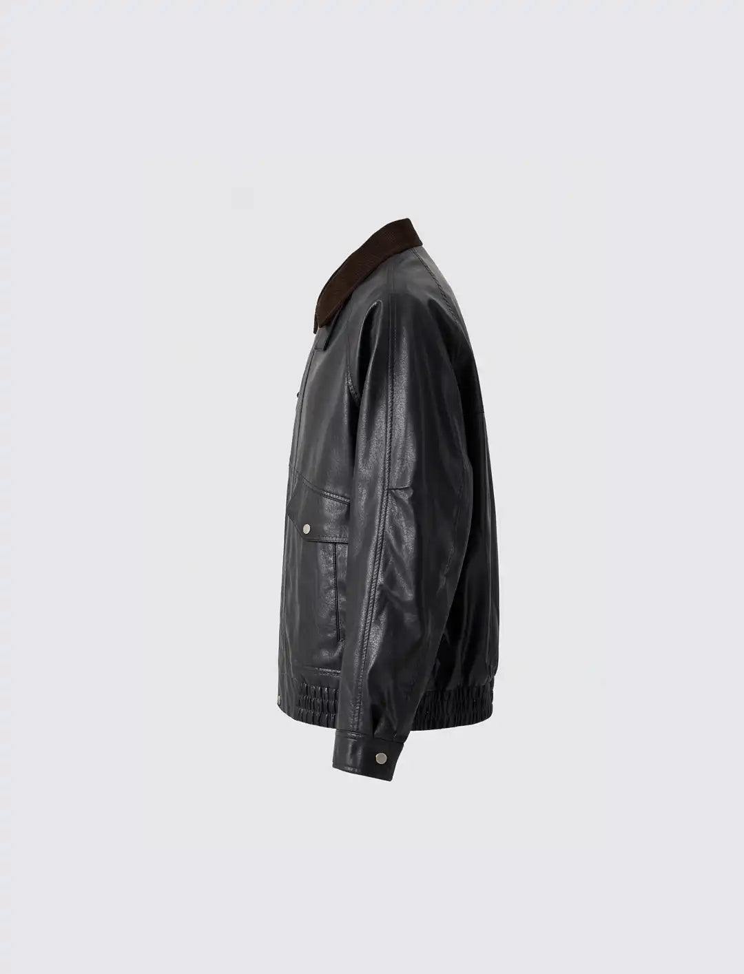 Black Sheep Leather Jacket Brown Collar | Handmade Trucker Bomber KDKJ523